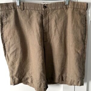Brooks Brothers Men's Brown Irish Linen Flat Front Shorts in Size 40